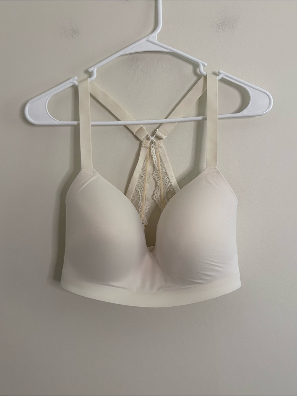 SOMA 36DD Enbliss Luxe Wireless Bra White Lace J Hook Old Money Quiet Luxury